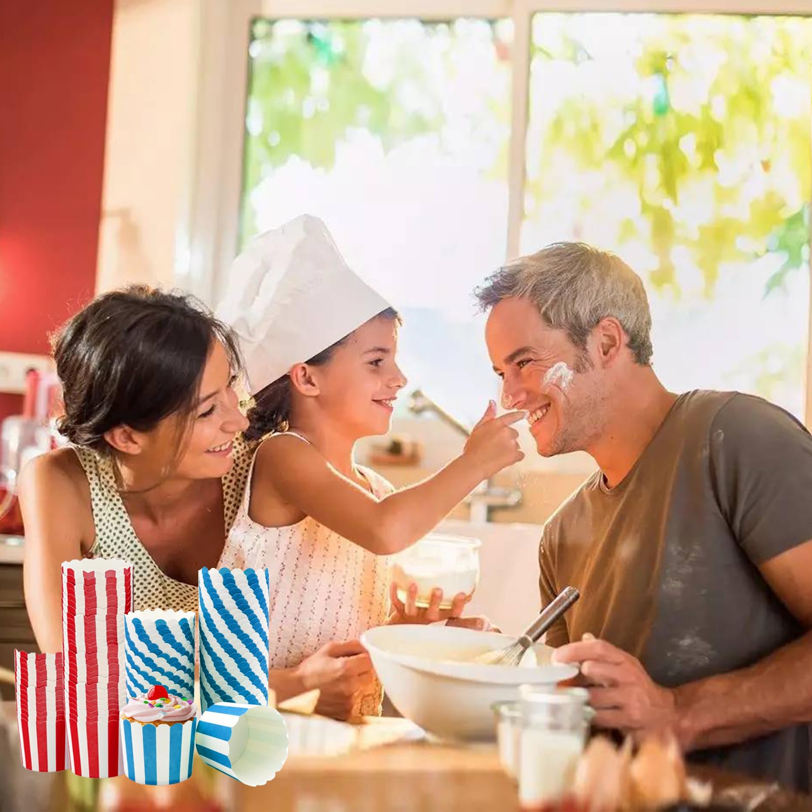 Pirottini Carta 100 Pezzi - Motivo A Punti Rosa E Blu Per Cupcake E Muffin - Foto 3