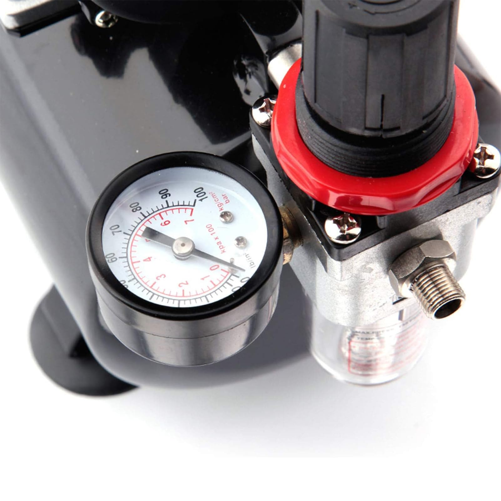 Airbrush mini kompresor z wydajnym stałym ciśnieniem roboczym, silnym przepływem powietrza, zbiornik powietrza 3 l, regulator do hobby, dekoracji żywności, tatuażu ciała, grafiki i tak dalej,