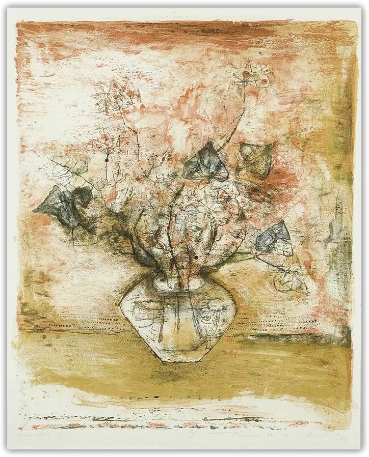 Zao Wou Ki Art Mural pour habiller un mur vide toile Vase avec Fleurs