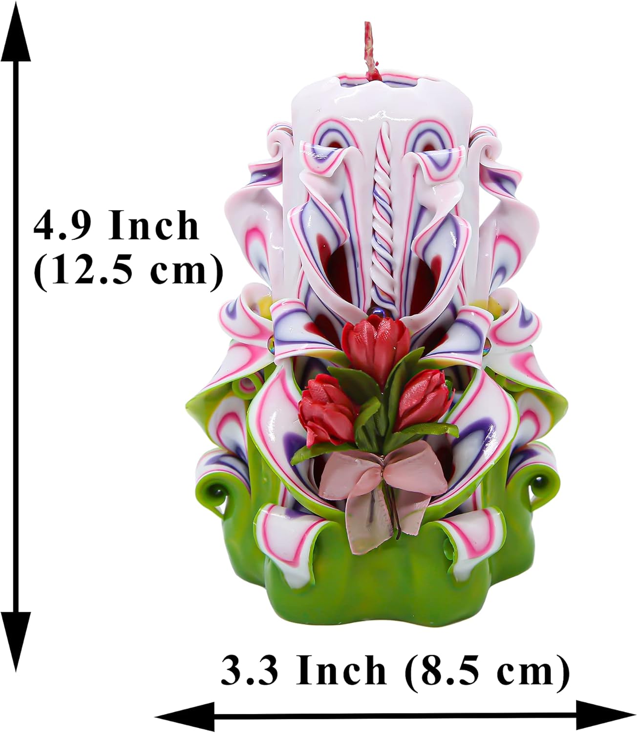 Handmade Carved Candle - Surprise Gift for Her - Decor Birthday Halloween Thanksgiving Christmas - Spiritual Living Room Home Decor Candles - Unique Engagement Wedding Idea - Pink Green - Ordagio