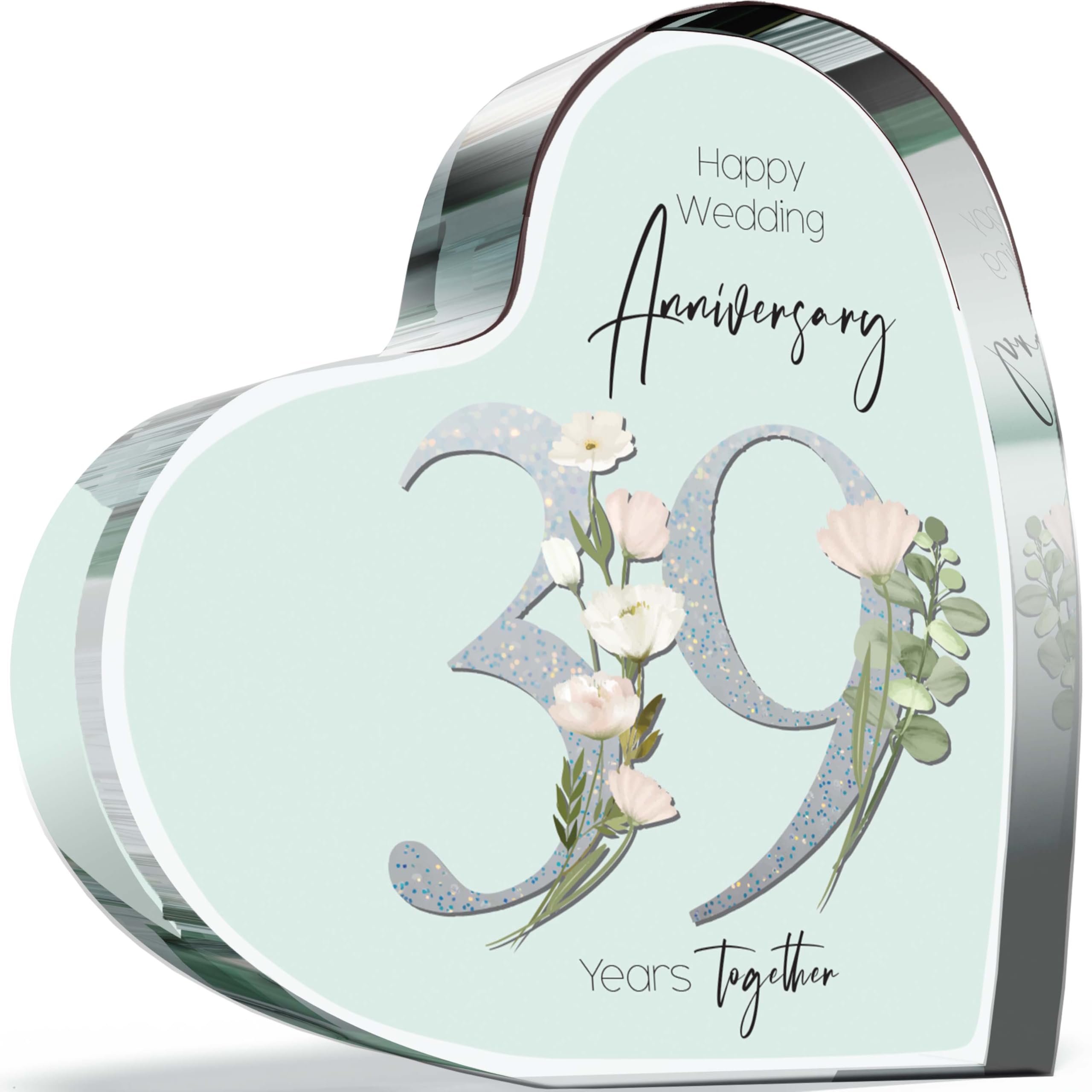 Giftzie Women's 39 Th Anniversary Acrylic Heart Plaque For Wife Or Husband