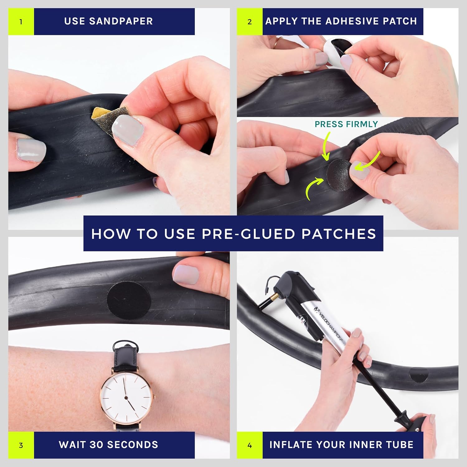 VeloChampion Mini Bike Pump with Frame Mount | Portable Compact Alloy Bicycle Pump with Frame Mount | Presta, Schrader & Dunlop Valves | for Road, Mountain, E-Bike