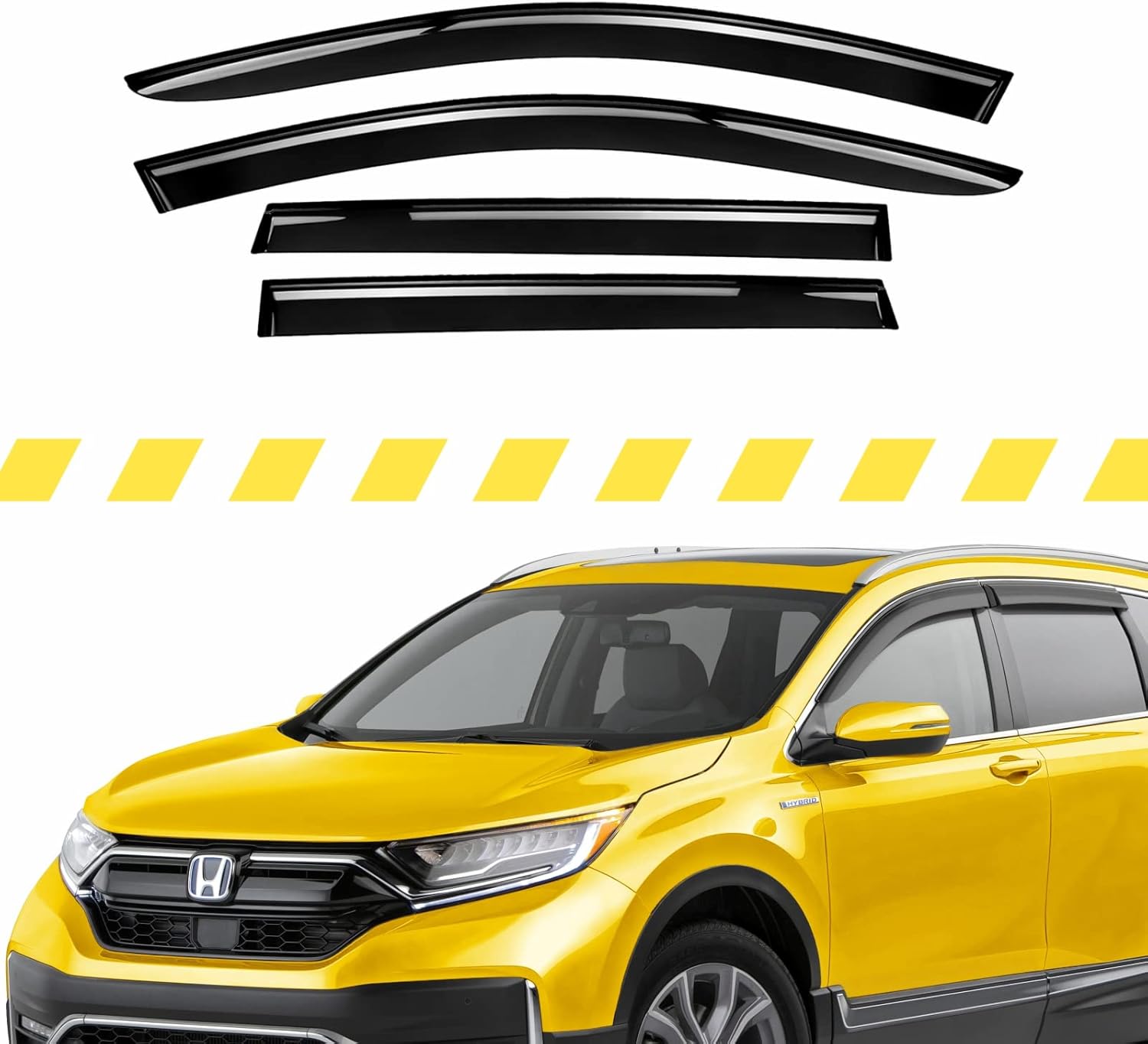 Extra Durable Window Deflectors Tape-On Window Visors Rain Guards Fit for Honda CR-V 2017-2022, Sun Visors, Wind Vent Visors, Window Vent Shades, Exterior Car Accessories - 4 pcs. AG0065 For Honda CR-V 17-22, Tape-on