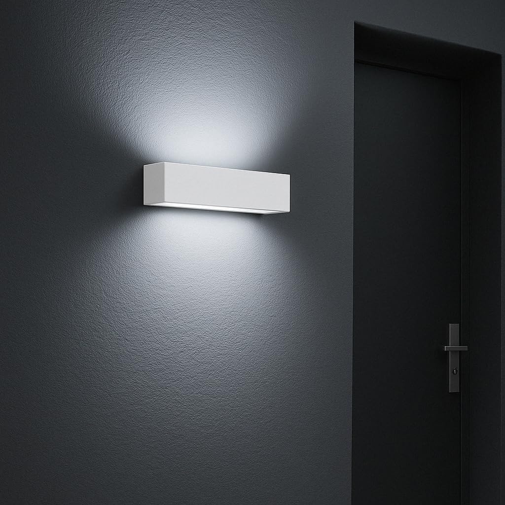 Applique LED da Esterno IP65 Biemissione Up&Down 14W con Selettore Colore, 1100 Lumen, Luce Calda Naturale Fredda, Alluminio, per Facciata (Bianco)