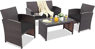 Happygrill 4 meubles extérieur rotin + table basse