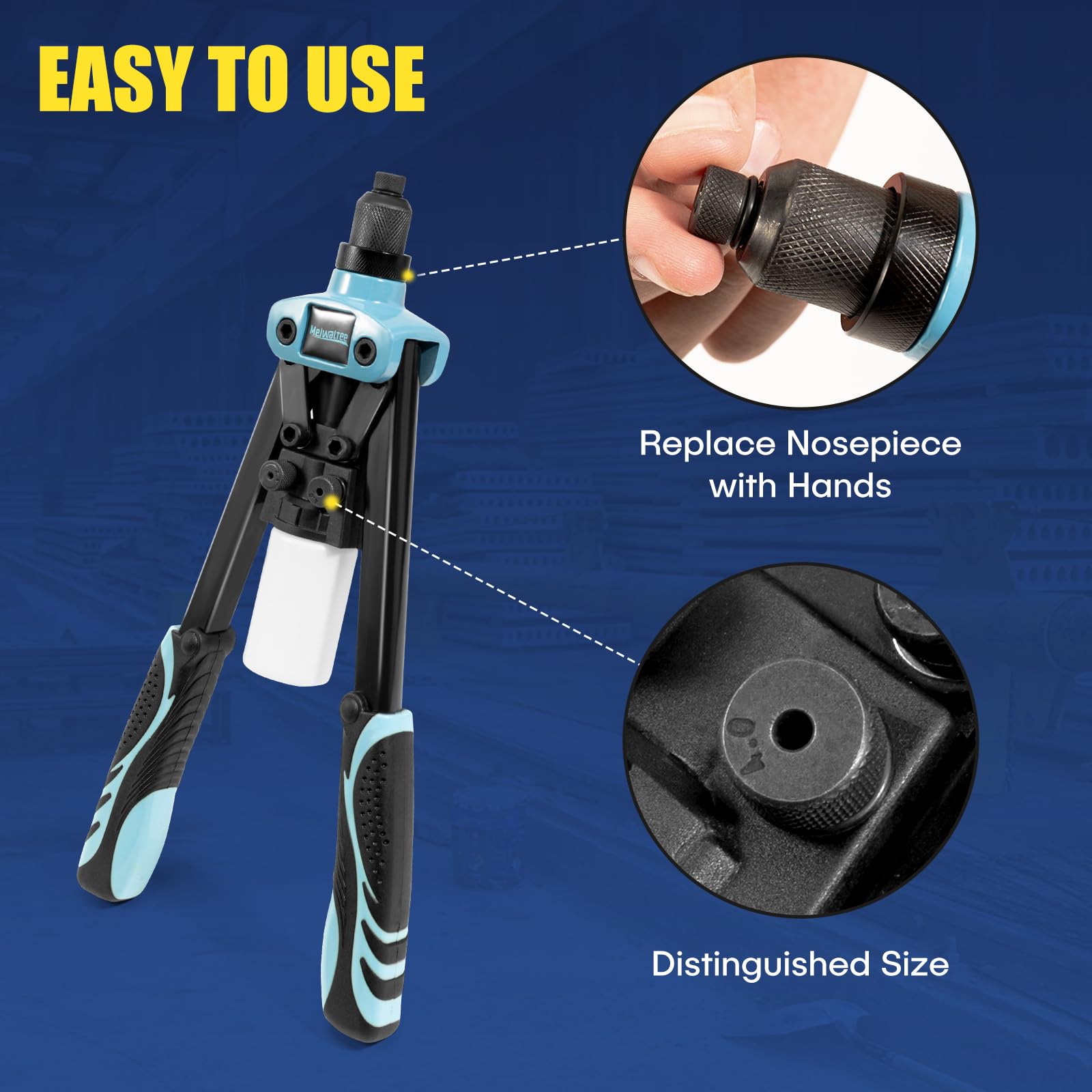 Meiwaltee 13" Rivet Gun, 1/4 Pop Rivet Gun with 100 Pcs Rivets - Image 4