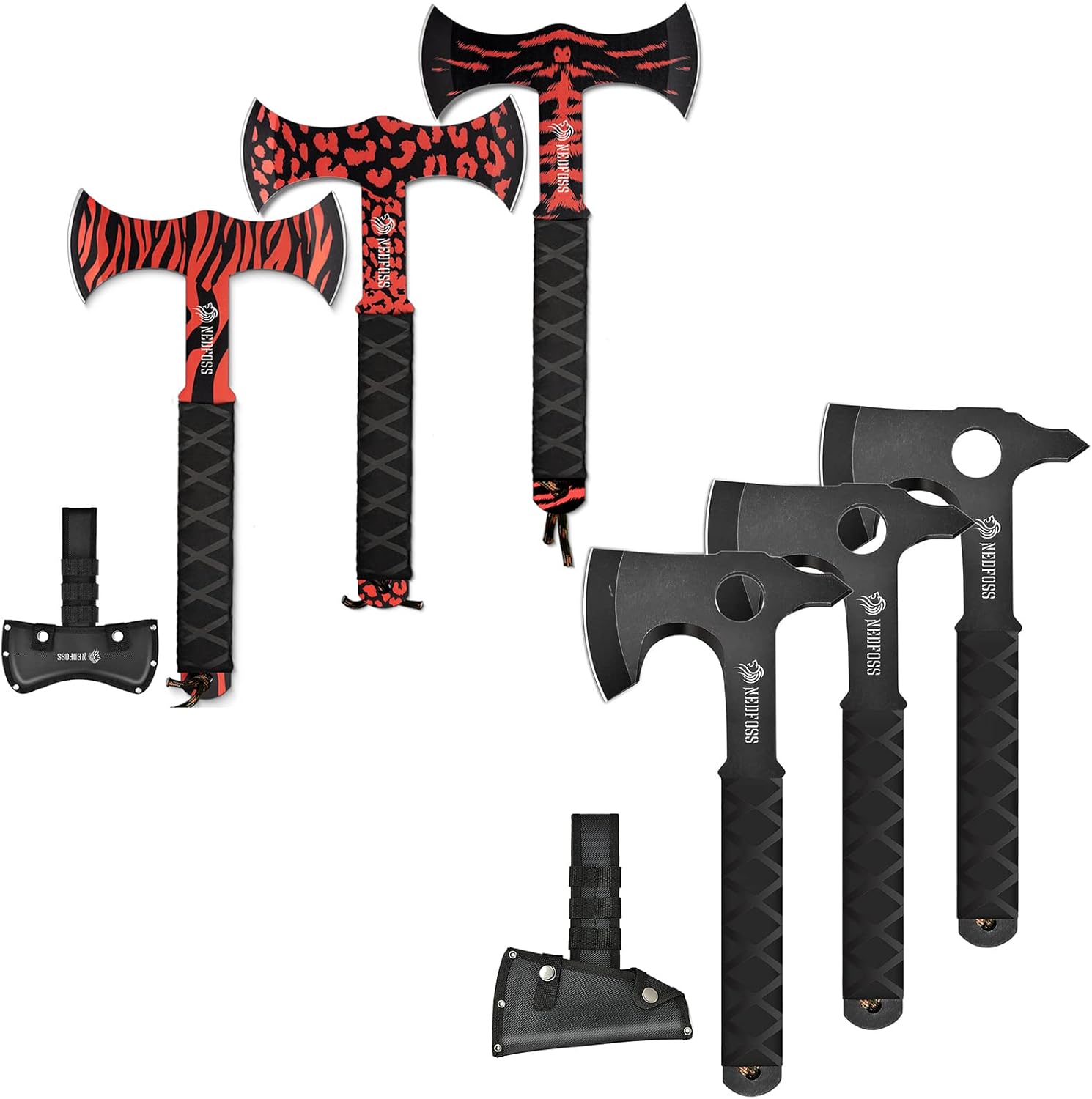 NedFoss Throwing Axe Set, 6 Packs Throwing Tomahawk Axe with Full Tang Stainless