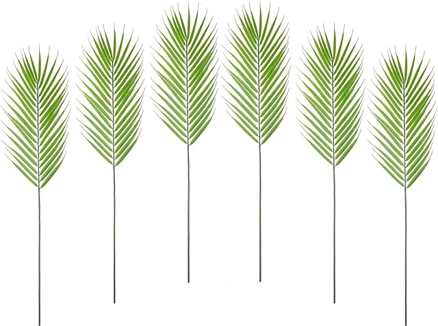 AIVORIUY 6 pcs Artificial Tropical Palm Leaves Jungle Leaves,Faux Monstera Leaves Palm Fronds Palm Leaf 74cm Tropical Leaves Palm Plant for Home Wedding Floral Arrangement Hawaiian Paty Decorations