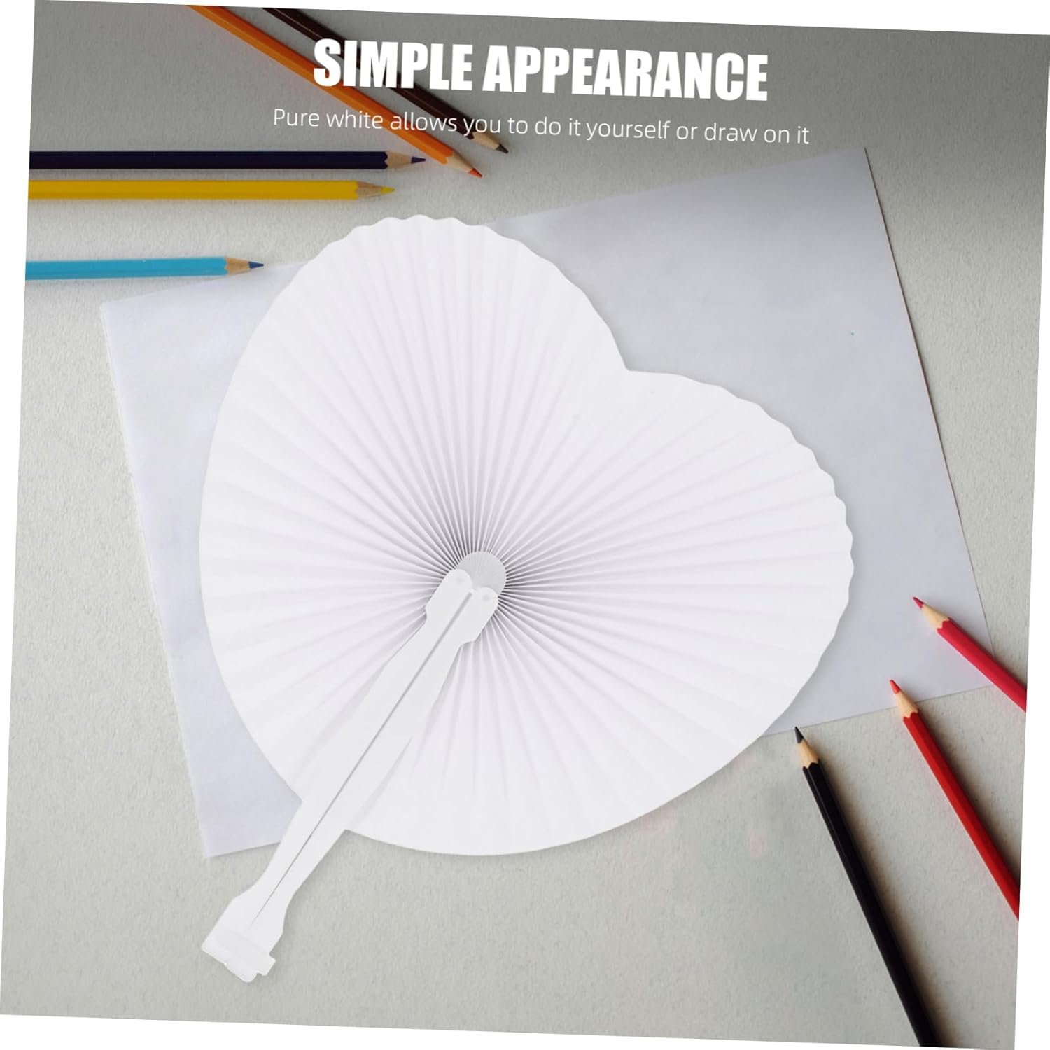 PRETYZOOM 48pcs Heart Shape Paper Fans DIY Handheld Folding Fans for Weddings Parties Festivals Party Favor for Guests to Stay Cool and Create Unique Memories