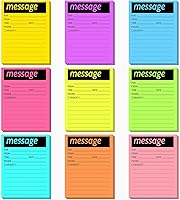 Vista 1 de Geyee 9 blocs de notas adhesivas de mensajes telefónicos de 4 x 5 pulgadas, varios colores neón, notas adhesivas urgentes autoadhesivas