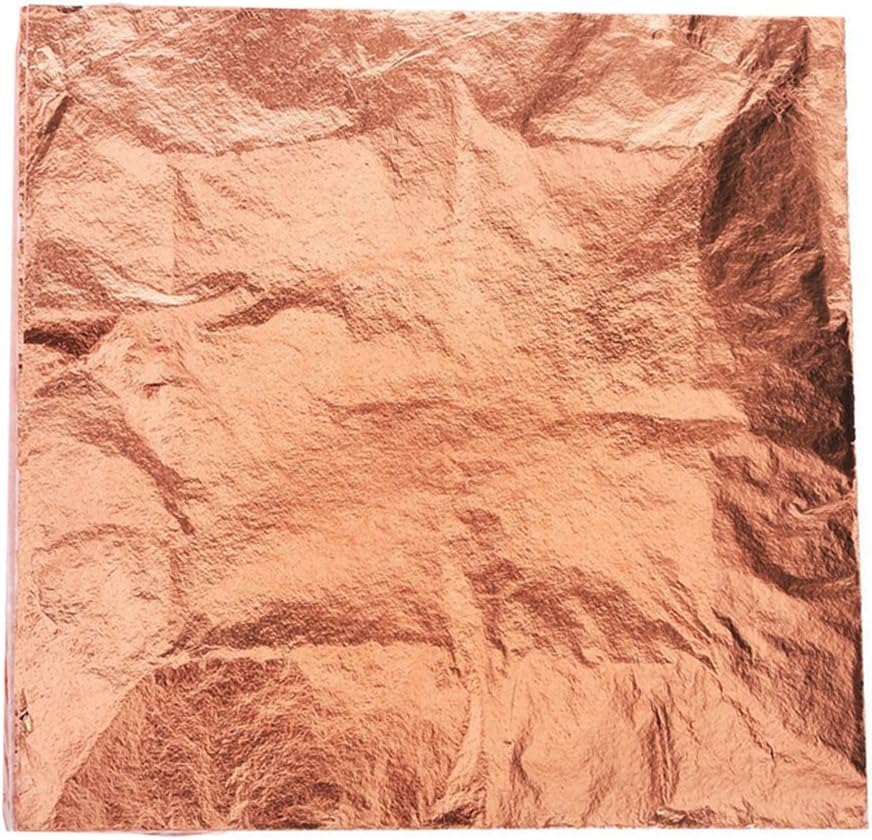 Zehhe 100 Sheets 5.5 by 5.5 Inches Imitation Gold Leaf Foil Paper for Arts, Gilding Crafting, Decoration DIY (Rose Gold)