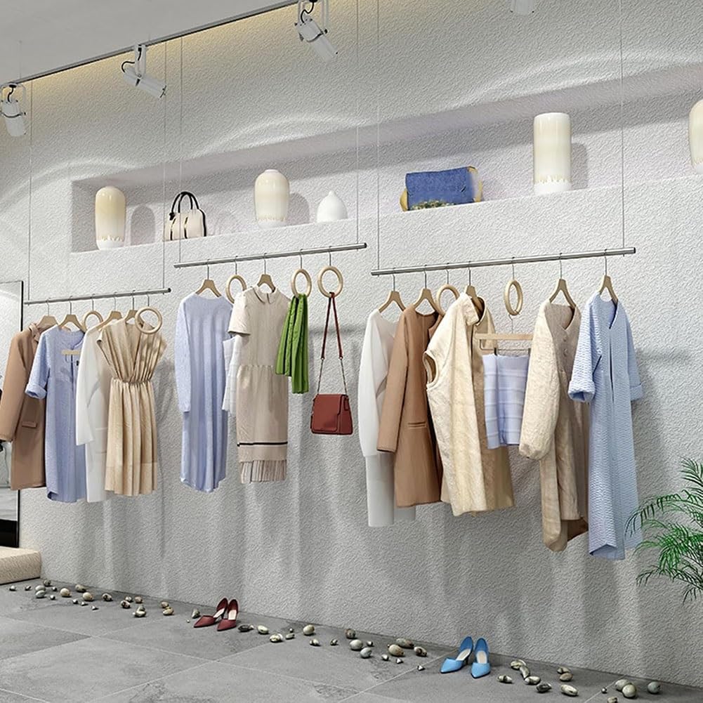 Height Adjustable Clothing Rack, Ceiling-Mounted Dress Hanger for Retail, Boutique or Home Use, Perfect for Wedding Dresses & Garment Storage (180cm)