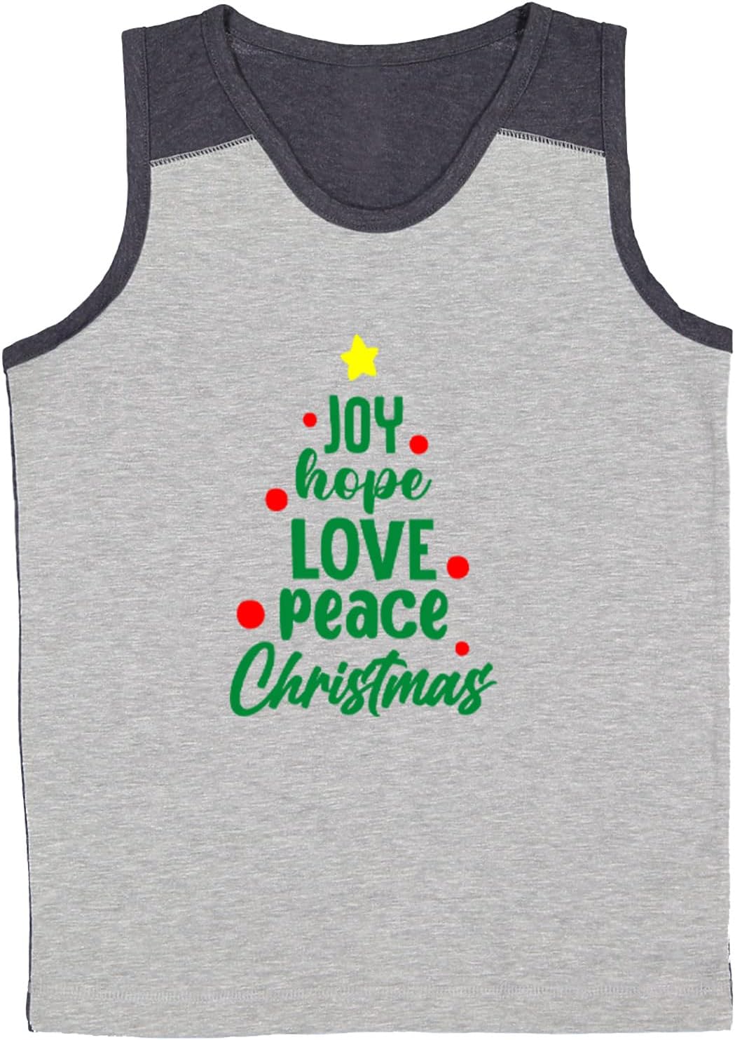Joy Hope Love Peace Christmas Tree - Youth Contrast Back Tank Top