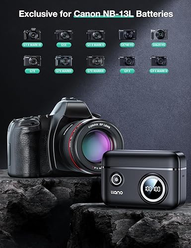 Miniatura 4 de llano Paquete de 2 baterías NB-13L y cargador para Canon G7X, G7X Mark III, G7X Mark II, PowerShot SX740 HS, G5X Mark II, G9X Mark II, SX620HS,