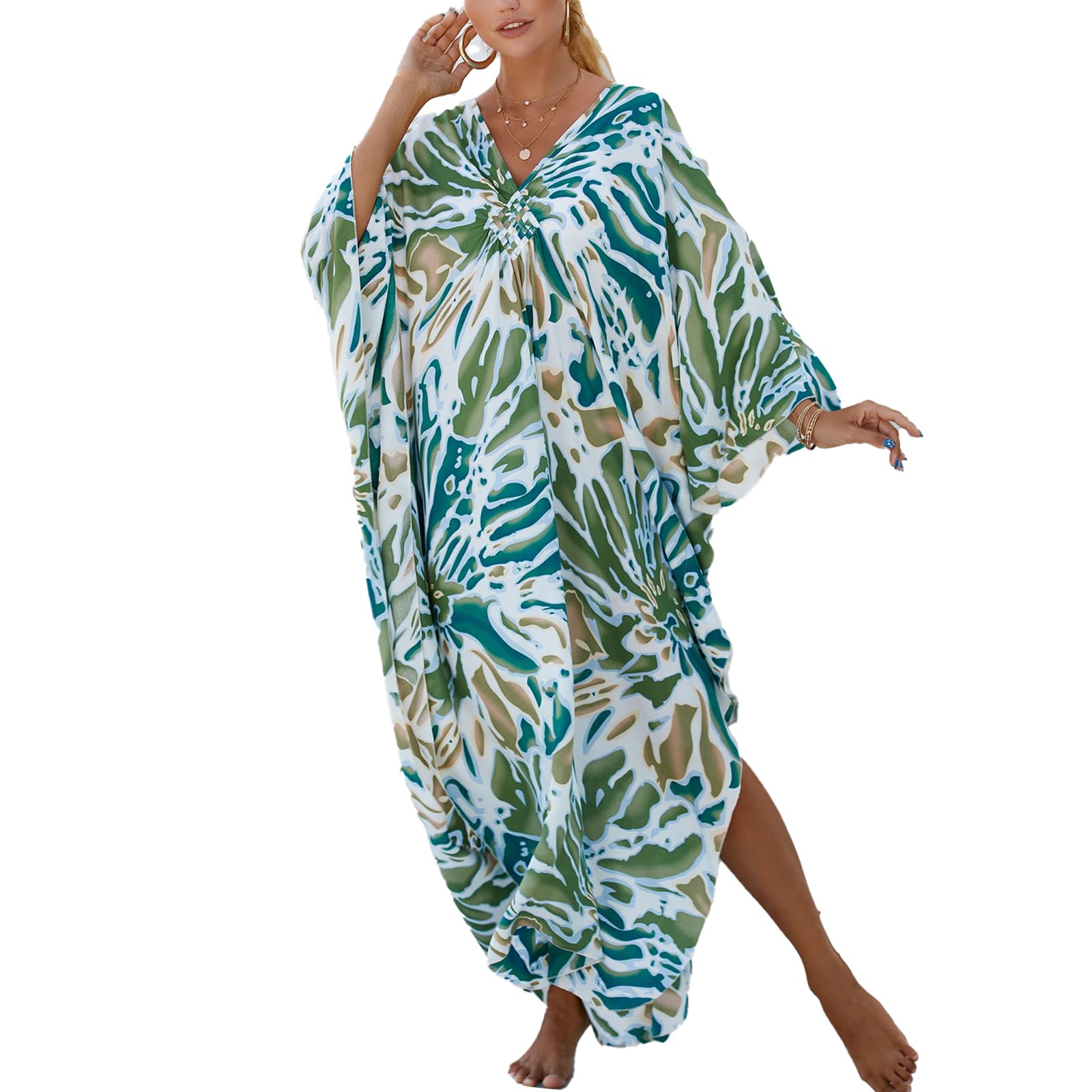 sunforyou Kaftan Dresses for Women Stylish Caftans Plus Size Beach Cover up Soft Loungewear