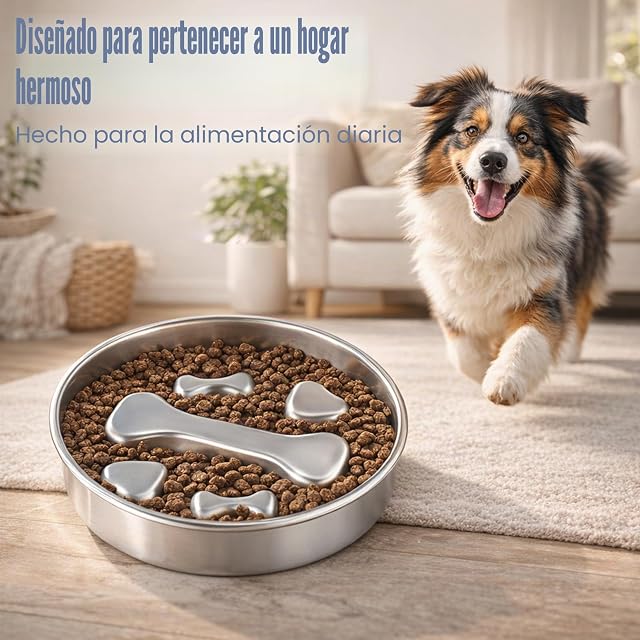 Foto 7 de 8 de Comedero para Perros de Acero Inoxidable 304, Pack de 2, diseño 2 en 1 de Doble Cara