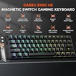 DAREU EK60 HE 60% Clavier de jeu mécanique, interrupteur magnétique à effet Hall Swappable à chaud, mode de déclenchement rapide d'activation réglable, 8000Hz Taux de sondage, compact RGB Clavier filaire rétroéclairé pour Mac/PC
