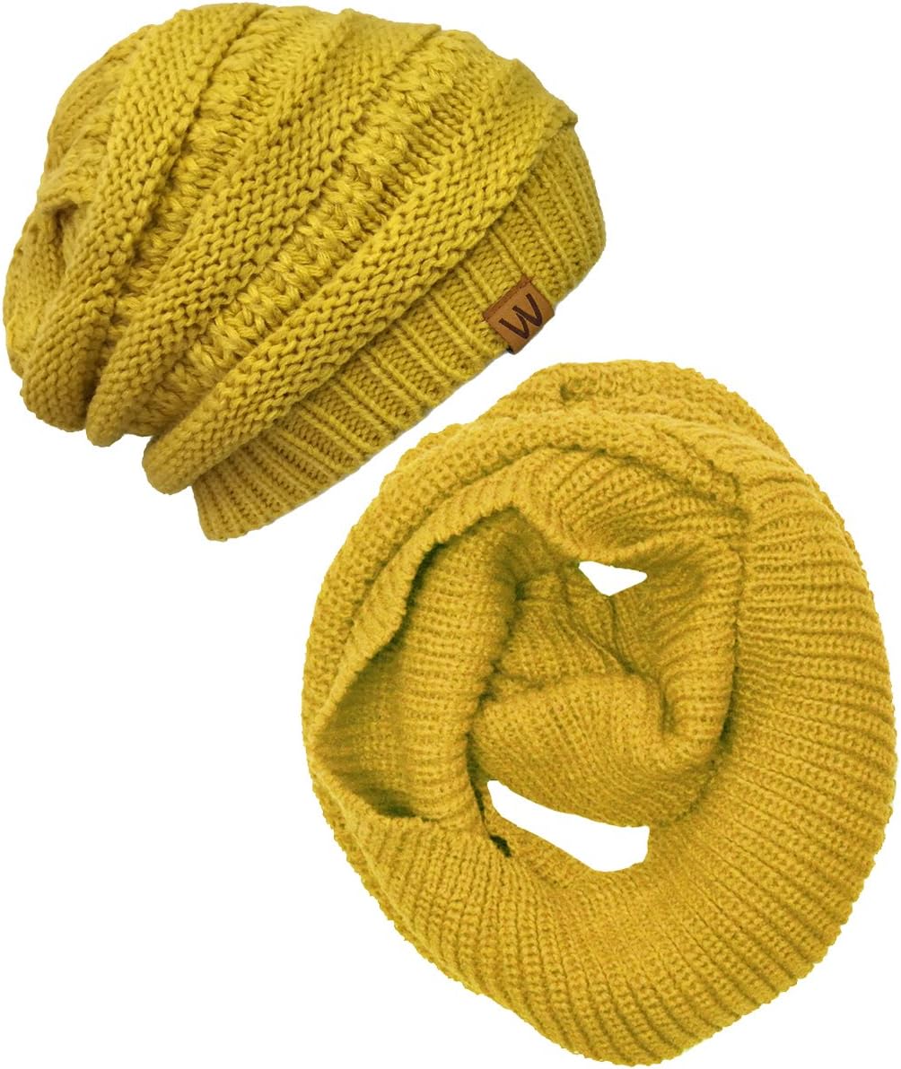Wrapables® Winter Warm Knitted Infinity Scarf and Beanie Hat Set