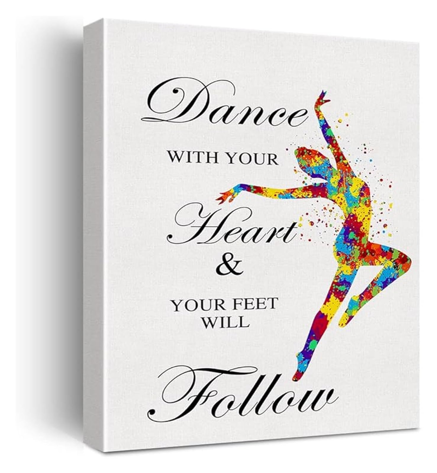 MDBJTCYZN Motivational Dance Wall-Art Dance with Your Heart Watercolor Print for Home Studio Room Decor