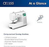 Vista 3 de Brother CE1155 Computerized Sewing Machine, 110 Built-in Stitches, LCD Display, 7 Included Feet