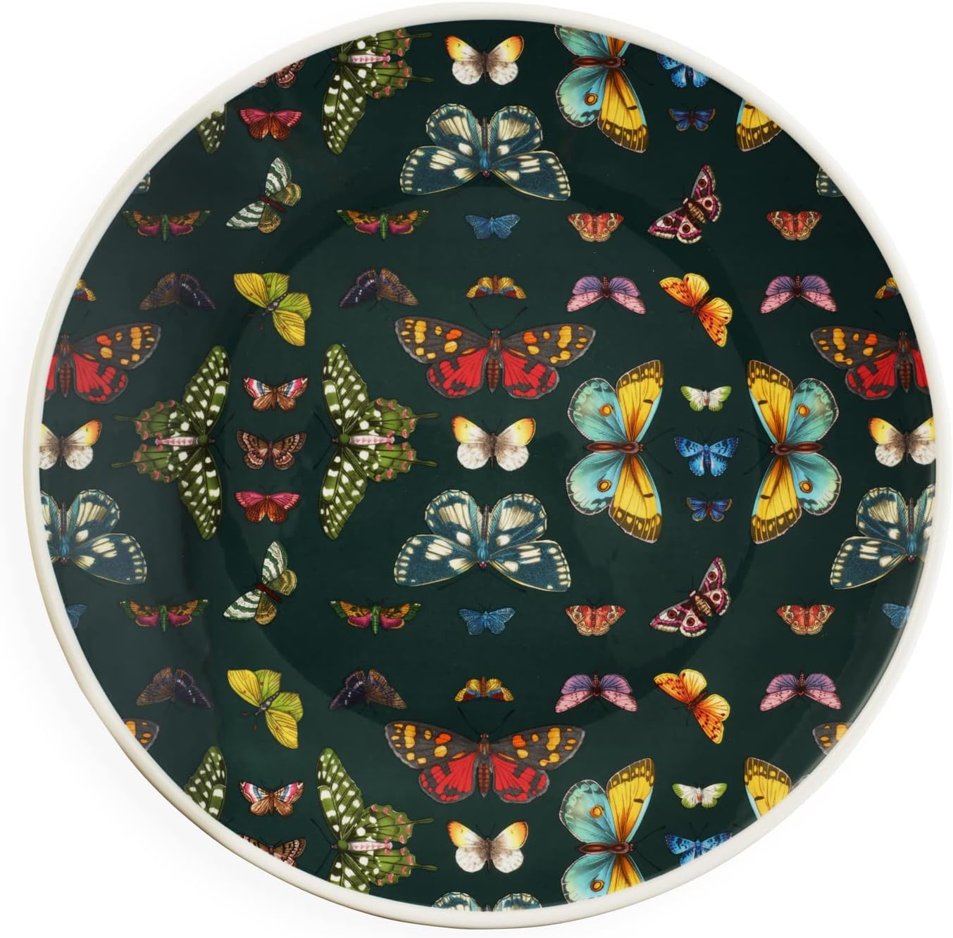 Spode Botanic Garden Harmony 12" Coupe Plate, Papilio Butterfly Accents - Green Porcelain Dish for Tableware & Picnic - Dishwasher & Microwave Safe, Floral Spring Dinnerware