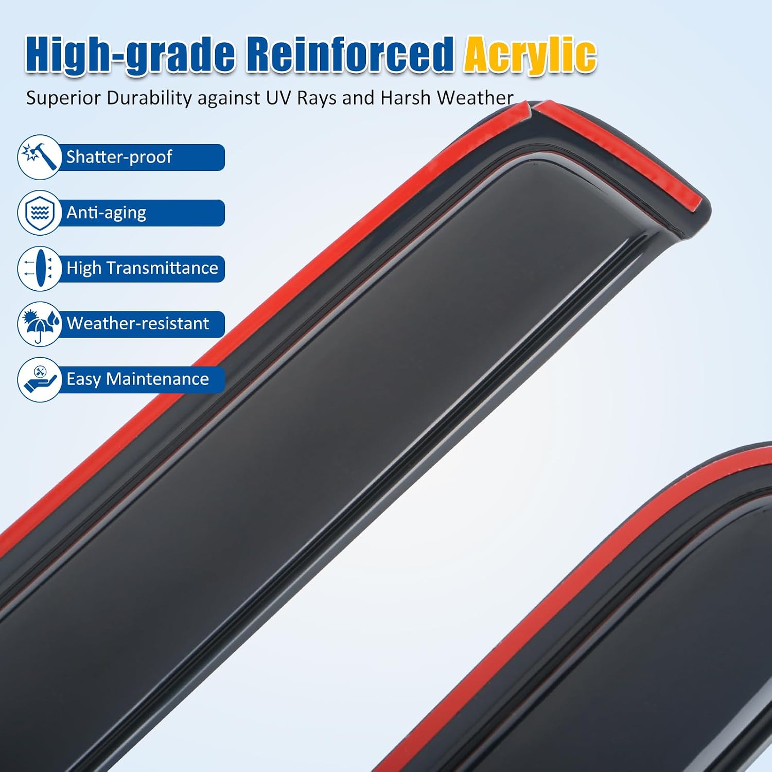 FREEMOTOR802 in-Channel Car Window Deflectors, Compatible with 2004-2012 Chevrolet Colorado & GMC Canyon Crew Cab, Dark Tinted Acrylic Rain Guards Side Window Visors Wind Deflectors, 4-Piece Set