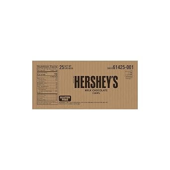 HERSHEY'S Milk Chocolate Baking Chips, Baking, Gluten Free, No Preservatives, 25 lb Bulk Case