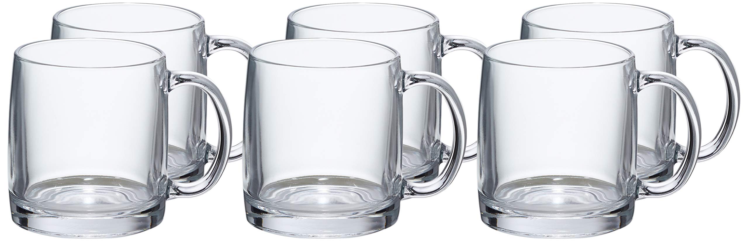 Amazon.com: Amazon Basics Glass Coffee Mug, 13-Ounce, Set of 6, Clear :  Home & Kitchen