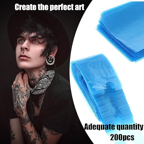 Miniatura 7 de Sotica 200pcs cubiertas azules de la pluma del tatuaje, mangas plásticas desechables para bolígrafos estándar de la máquina