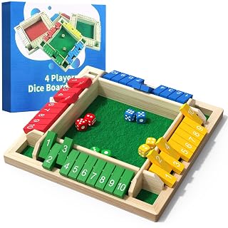 Shut The Box Game Wooden with Dice, 2-4 Player Math Strategy Game for Adults Kids - Close The Box Board Number Learning Activity, Family Travel Pub Games - Amazon product rated Grade B