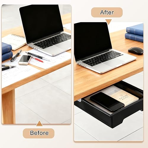 Miniatura 3 de Organizador de cajones para debajo del escritorio, cajones de almacenamiento deslizables, organizadores de escritorio ocultos, accesorios de