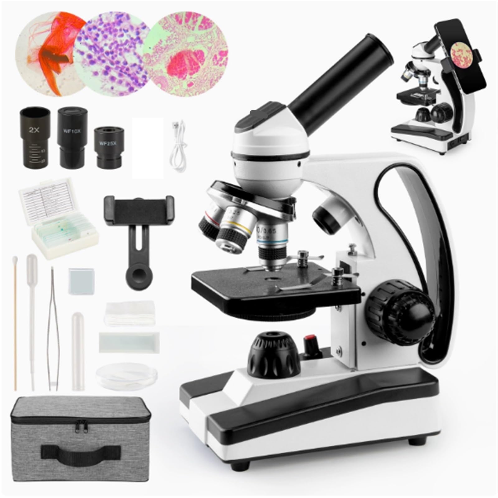 Mikroskop Biologiczny, Przenośny Stolik Na Próbki, 40–640×