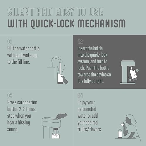 Miniatura 6 de Mysoda Ruby 2 - Máquina de transmisión de refrescos, máquina de agua carbonatada silenciosa, robusta y duradera, botella de agua de 1 litro sin