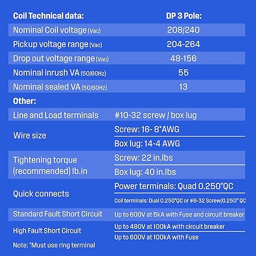 Miniatura 8 de Westinghouse Contactor de propósito definido reconocido por UL, 3 polos, 40 amperios, bobina de 240 V, SCCR 100 kA  600 V CA, terminales de