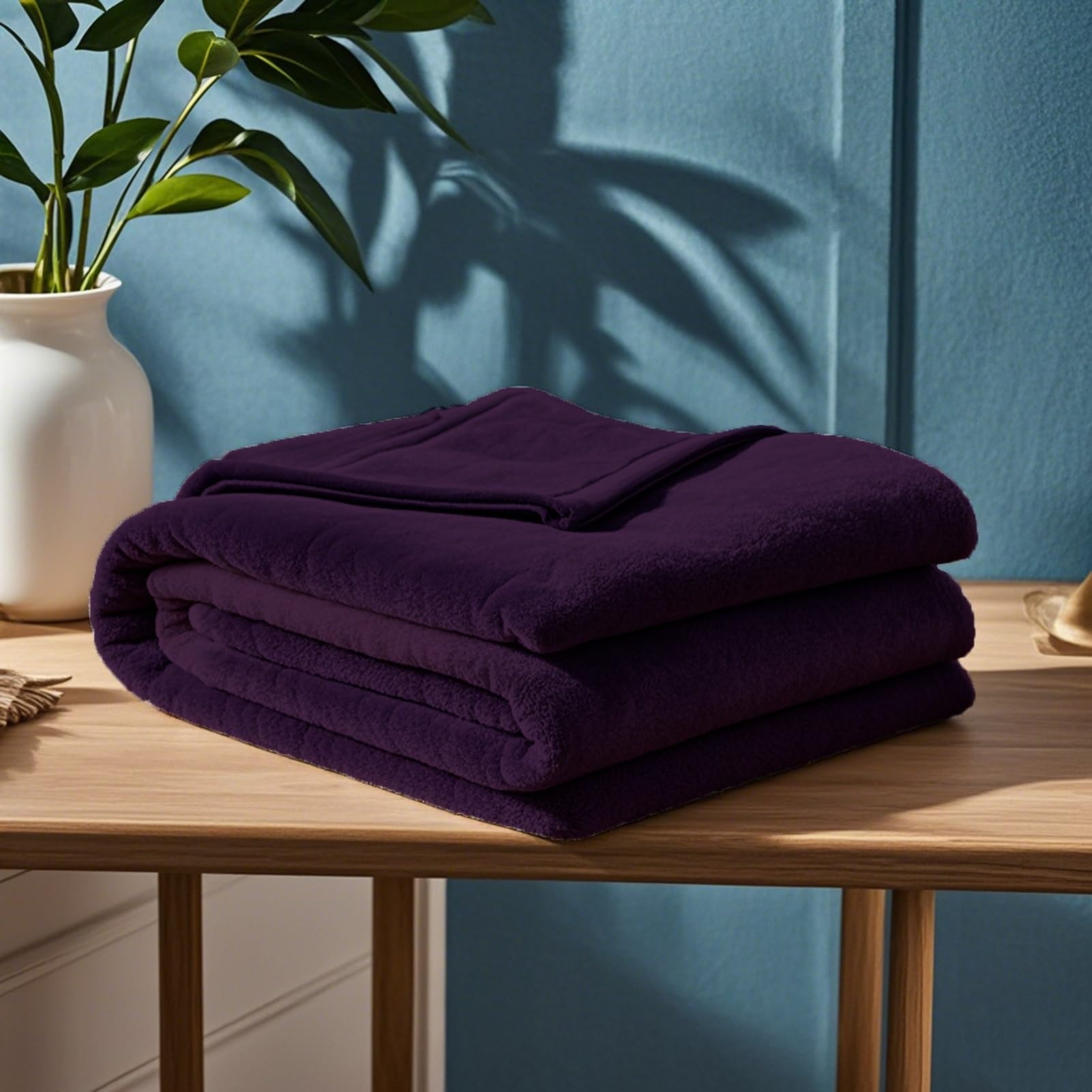 GOUTUI Cálida Manta para Cama 180 x 200 cm sin Arrugas Super Caliente Manta Sofa Invierno Poliéster para Toda Estación, Morado Oscuro