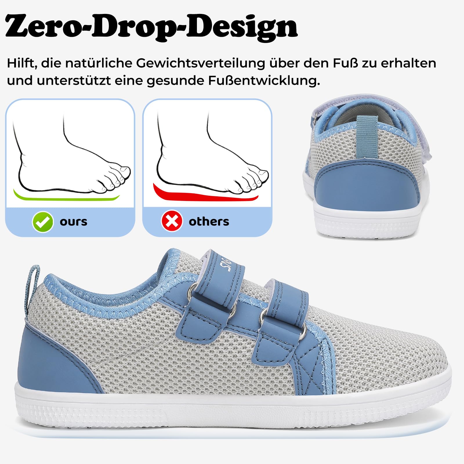 SAGUARO Barfussschuhe Kinder Hausschuhe Barfuß Hallenschuhe - rutschfest Atmungsaktiv Weich - Breite Zehenbox & Zero-Drop-Sohle, Gr.25-35