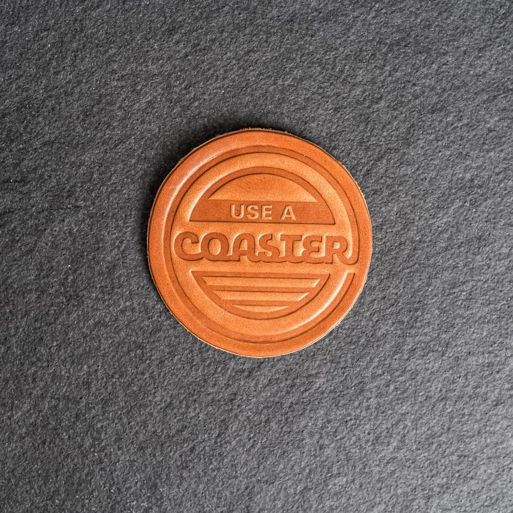 Use a Coaster Leather Coasters, Full Grain Leather, 4" Round, 1 pc (Set of 4 Coasters, Harvest)