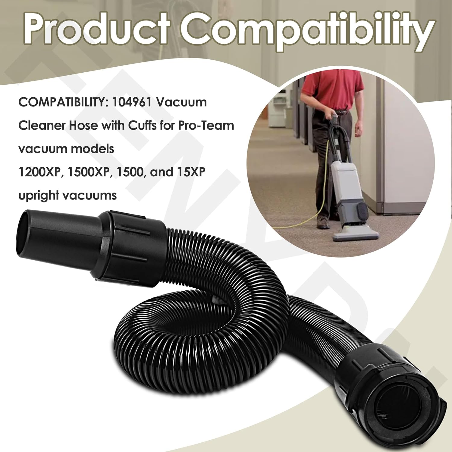 104961 Vacuum Cleaner Hose with Cuffs/Hose Assembly for Pro-Team 1200XP 1500XP 1500 15XP Commercial Upright Vacuum Hose Replacement Part