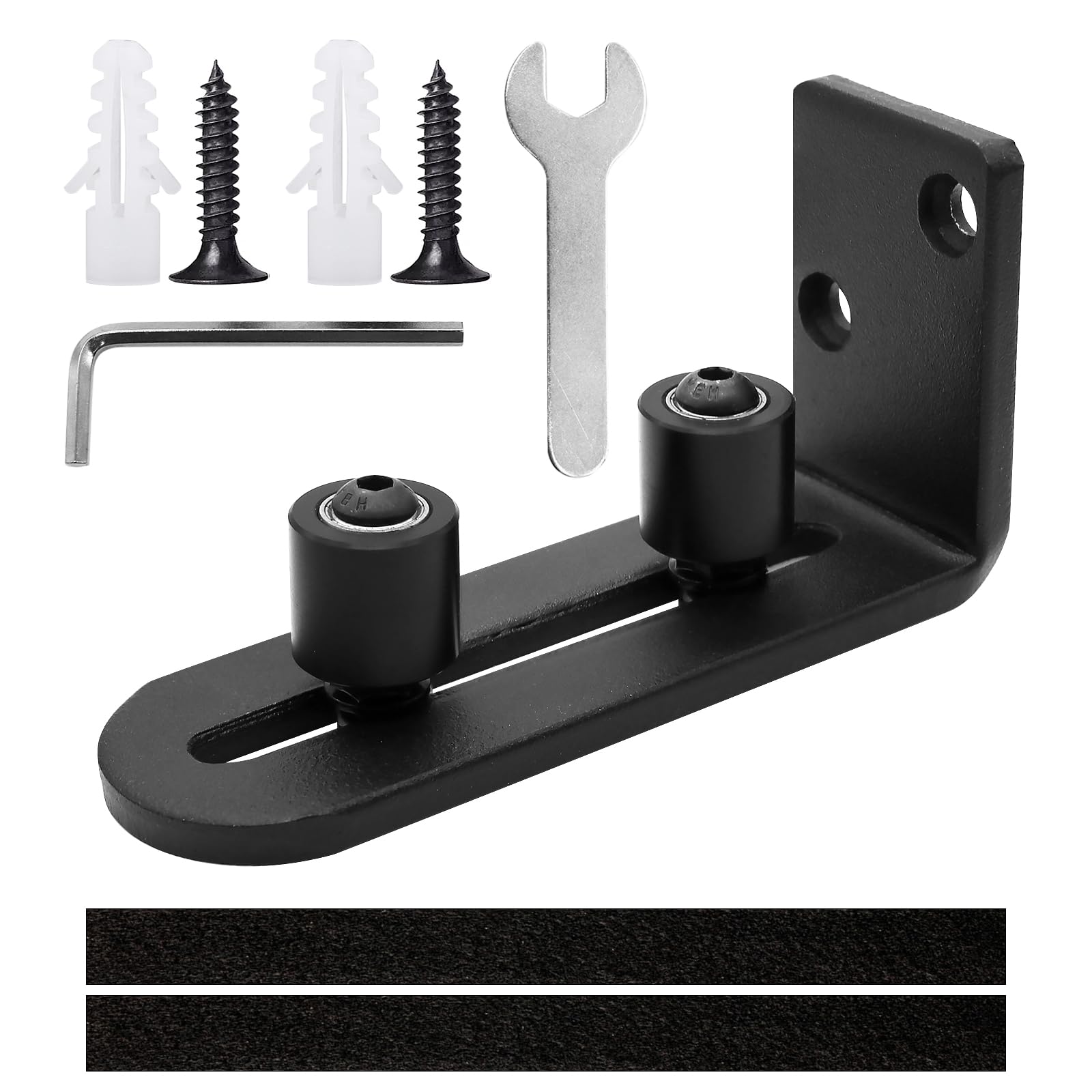 Schiebetür Bodenführung Einstellbar Bodenführung Wand/Tür Unterseite Schwarz Boden Rollenführung mit Schrauben, Metall Kohlenstoffstahl Schiebetür Führung für Schiebetür, Scheunentor