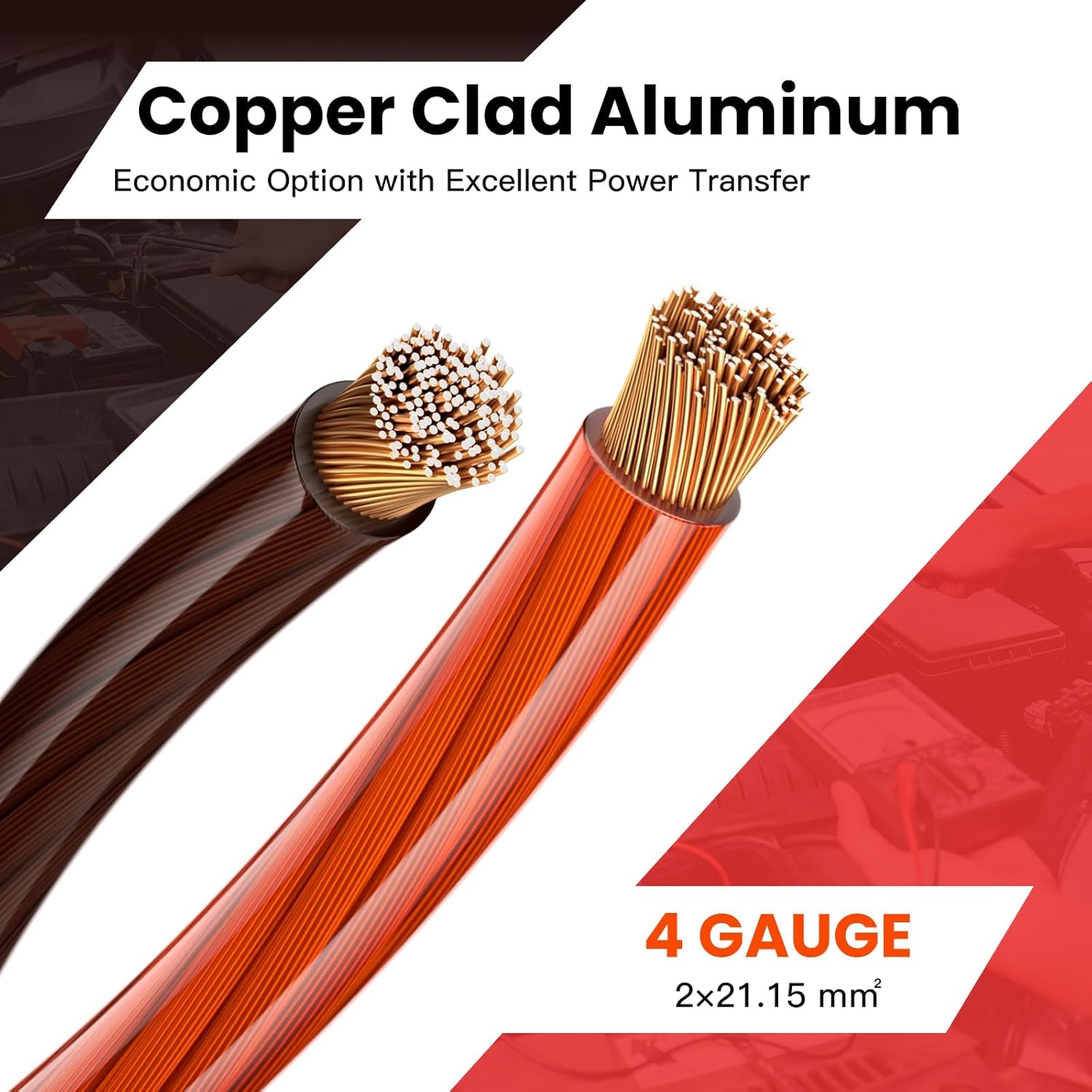 4 Gauge Battery Cable CCA Wire Kit, 25ft Each Red & Black with 15 Terminals & 20 Heat Shrink Tubes Low Voltage Primary Automotive Power & Ground Cable for Car Audio Amp Subwoofer RV Wiring