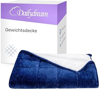 Dailydream Gewichtsdecke 155x200cm, 9,5 kg, Fleece, Blau | Gewichtsdecke mit weicher Fleece-Außenschicht, Glasperlenfüllung und doppelt vernähten Kammern.