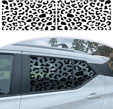 Blueshyhall Rear Window Decal, Leopard Pattern Personalized Creative for Side Window Glass, Black Vinyl Sticker 2 Pcs