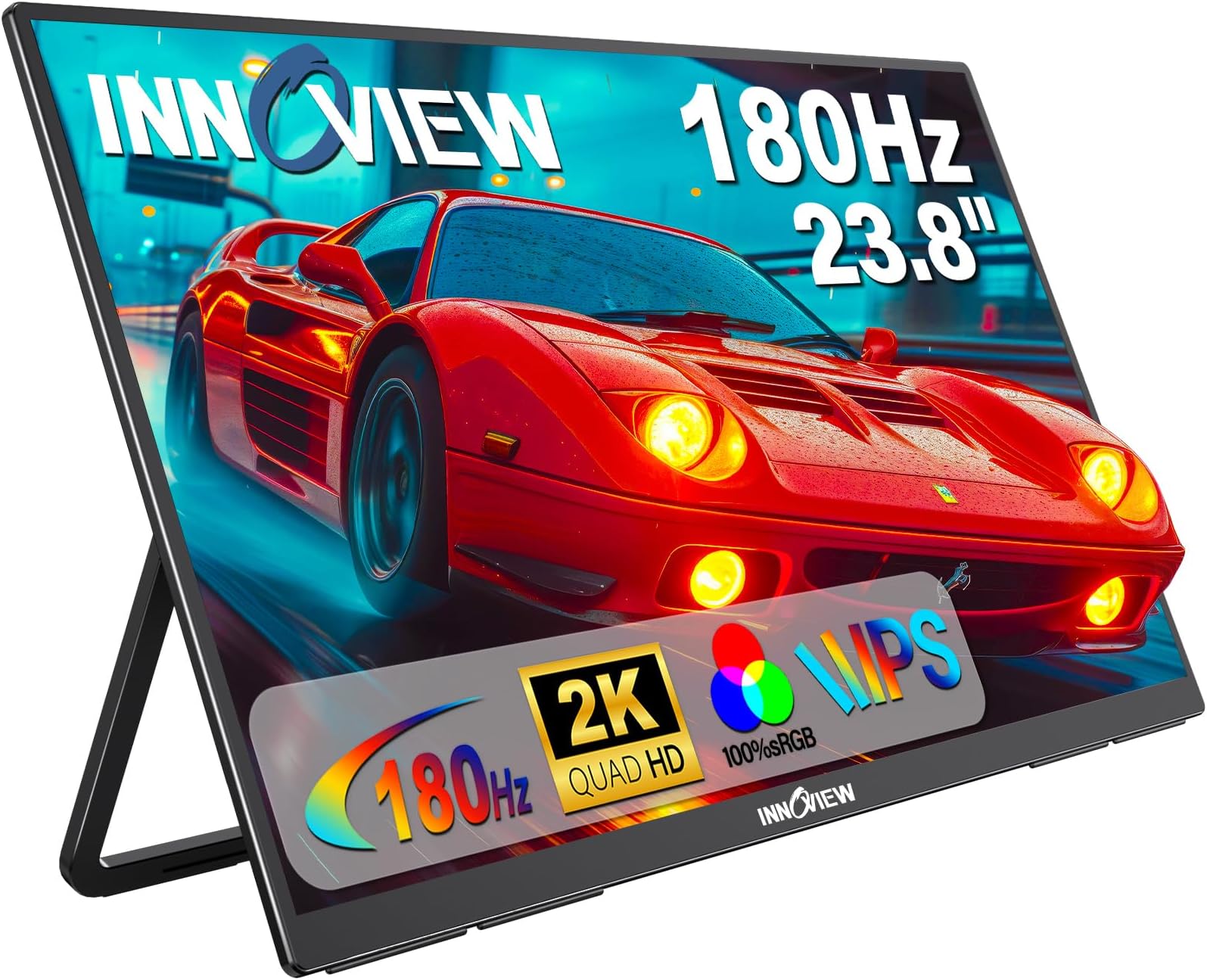 23.8" Large Portable Monitor, FHD 144HZ 100% SRGB IPS USB-C HDMI Work Home Gaming Second Monitor 1080P W/180°Adjustable Stand for Laptop, MacBook, Phones