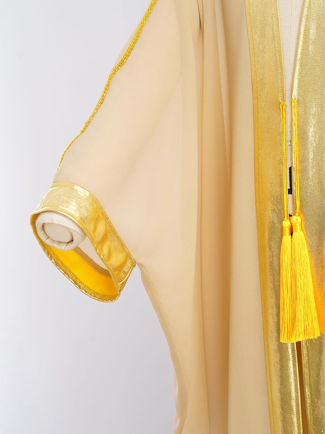 Linjinx Boys Robe Islamic Muslim Robe Abaya Batwing Sleeve Metallic Arabic Kaftan Dubai Tassel Cardigan Thobe Kimono
