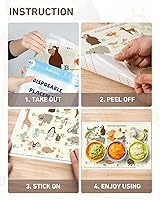 Vista 7 de Babebay Manteles individuales desechables adhesivos para bebés, niños y niños pequeños, manteles individuales adhesivos para mesa de restaurante, 12
