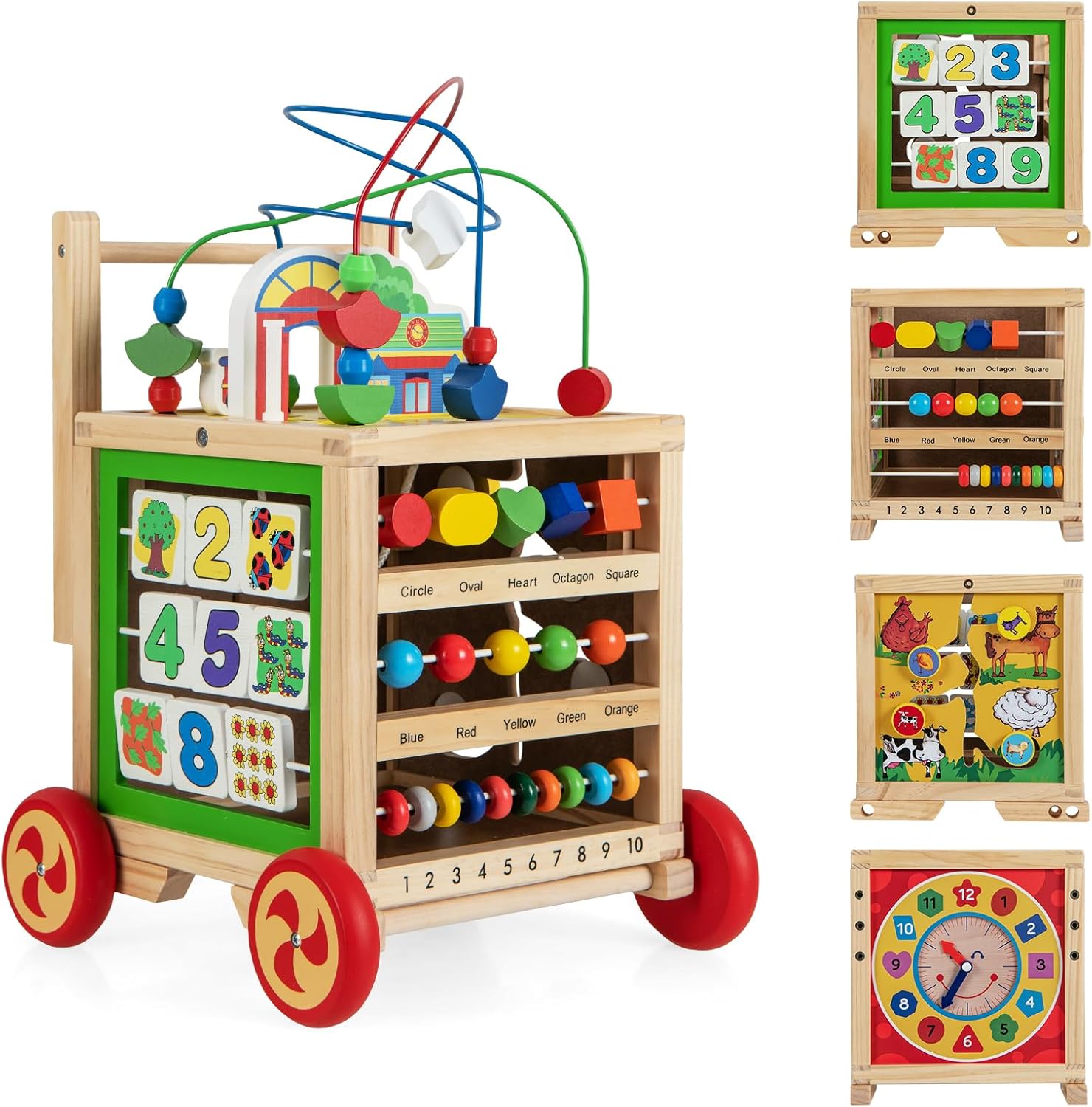 Costzon Wooden Activity Cube Center, 6in1 Developmental
