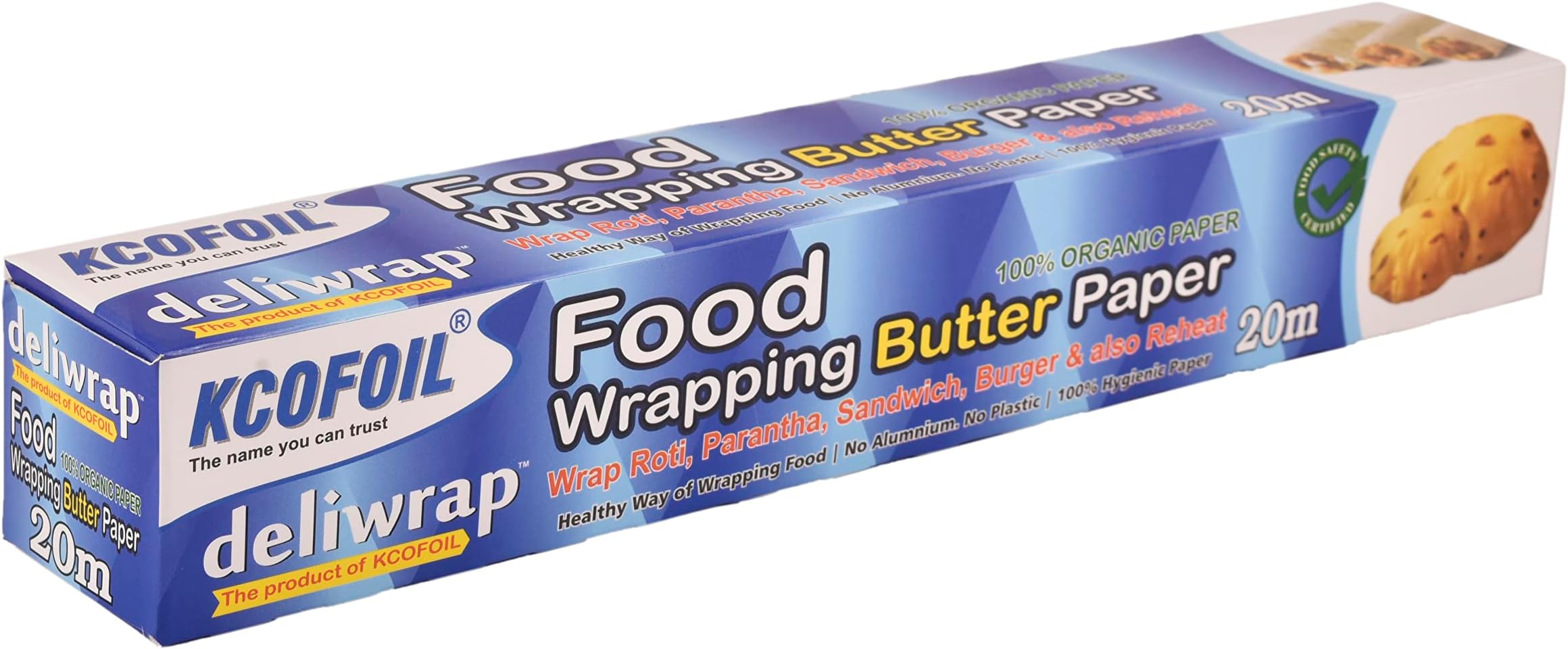 Kcofoil Deliwrap|Food Grade|Wrapping,Storing,Covering|Parchment|Paper Roll - (20M,Pack of 2, 40M)