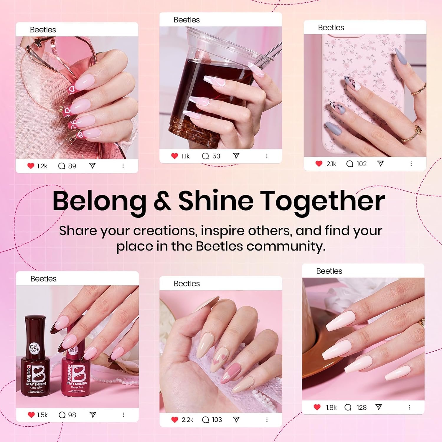 Beetles Stay Shining 23 Pcs Gel Nail Polish Kit with UV Light, 12 Color Nail Manicure Studio Kit Cozy Elegance and Base Gel Glossy &Matte Top Coat Cuticle Oil & Nails Tools, DIY Salon-Quality at Home