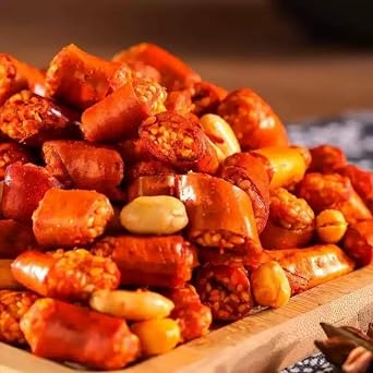Spicy Crispy Peanuts - 250g - Spicy Peanut Chili Fritters - Asian Snack - Chili Fritters - Spicy - Chinese Snack - Suitable for parties, bars, offices, and everyday snacks; vegan friendly.