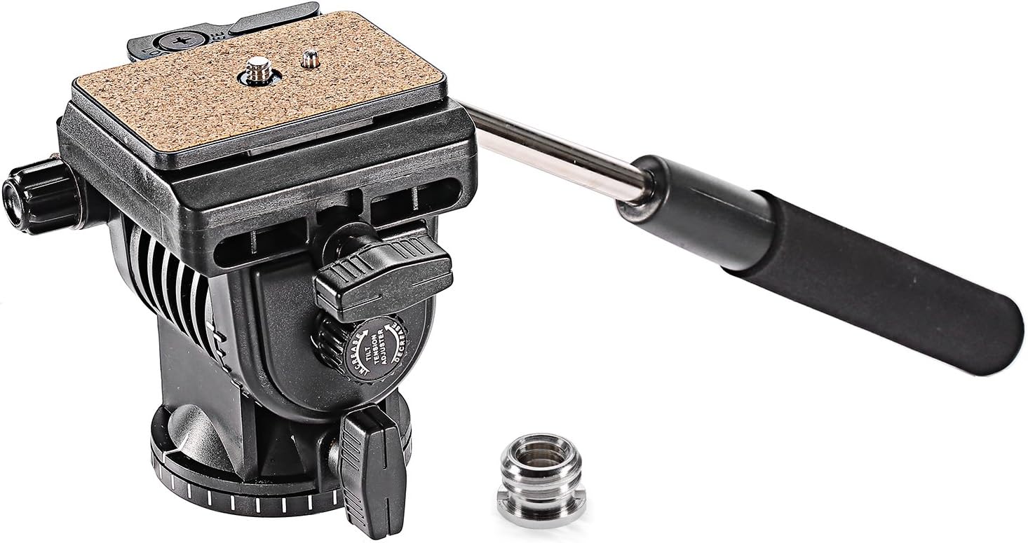 Neewer Video Camera Tripod Fluid Drag Pan Head with 1/4 inch Quick Shoe Plate for Canon Nikon Sony DSLR Cameras Camcorder Shooting Filming，Load up to 8.8 pounds/4 kilograms